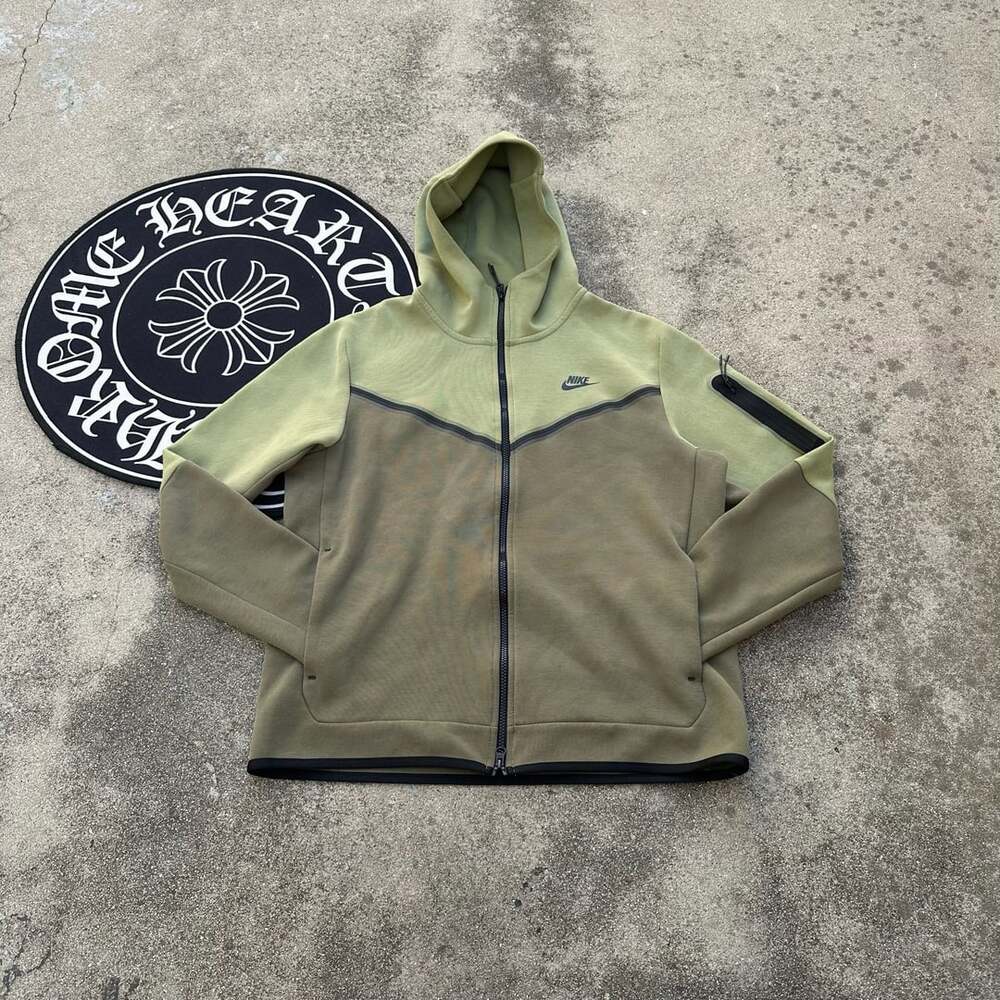 Nike Tech Fleece Full Zip Hoodie Size L Olive Green
